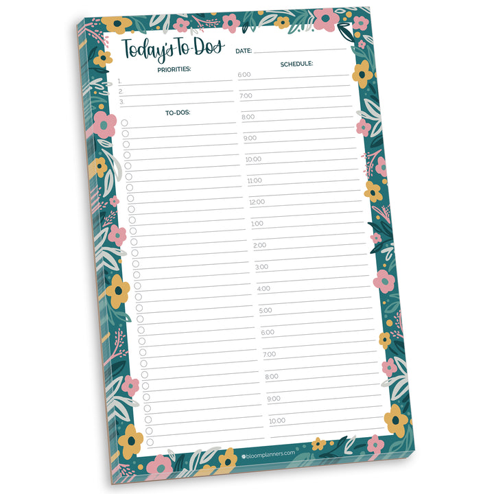 Planning Pad, 6" x 9", Timed Daily Pad, Garden Blooms