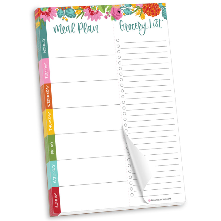 Planning Pad, 6" x 9", Meal Planning Pad with Magnets, Pink Floral