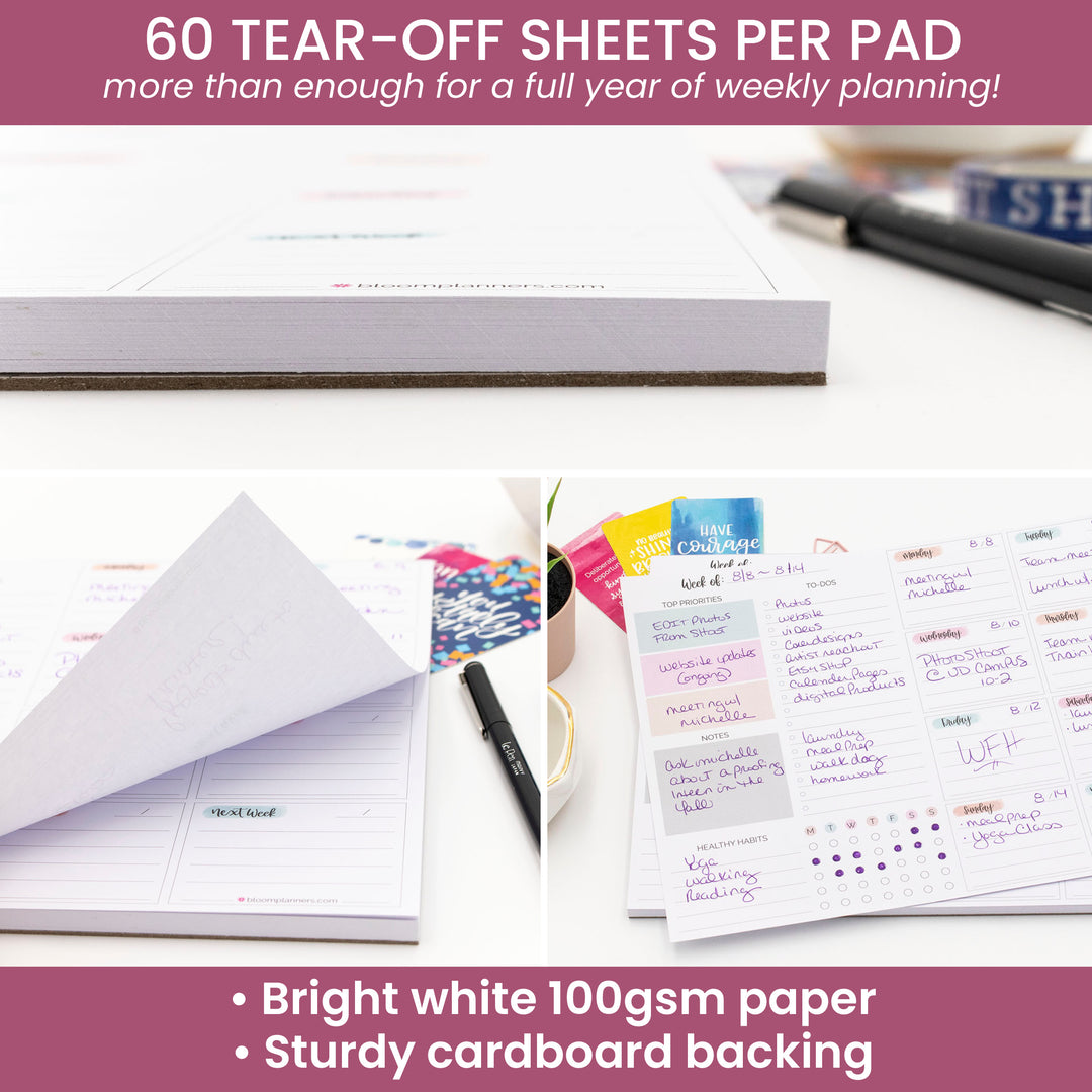 Planning Pad, 8.5" x 11", Weekly To-Do List & Planner, Pastel