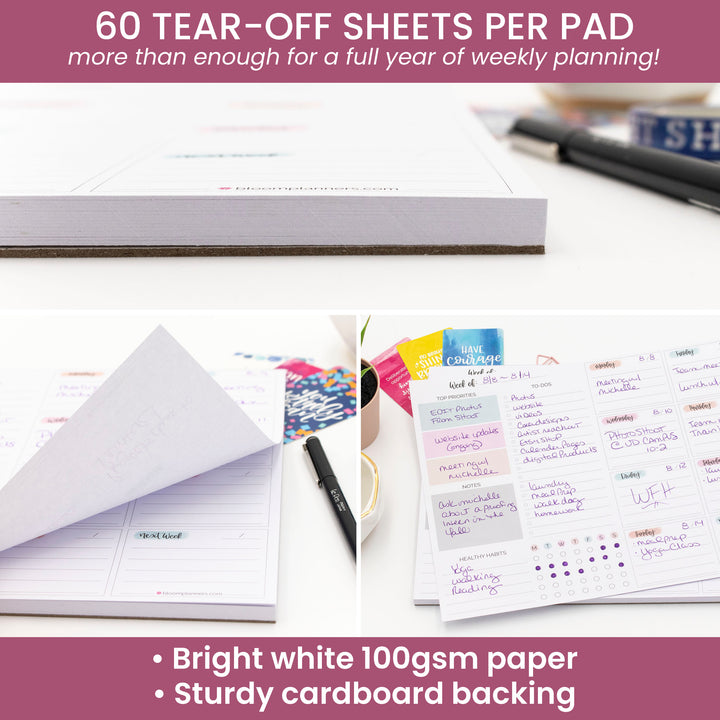 Planning Pad, 8.5" x 11", Weekly To-Do List & Planner, Pastel