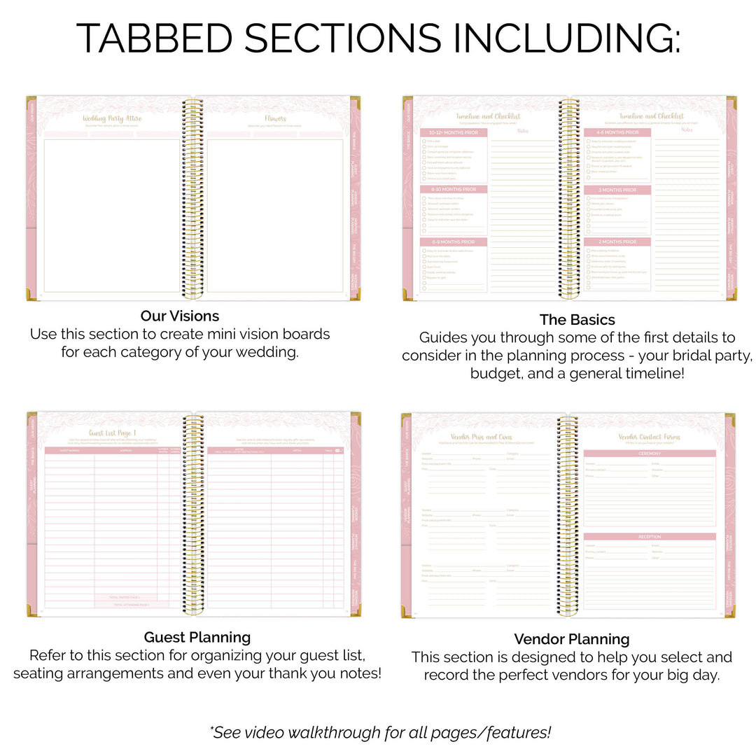 Wedding Planner & Calendar, Gold Floral