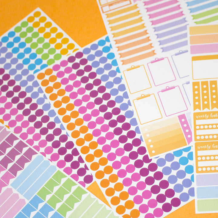 Planner Stickers, Color Coding Pack, Bright