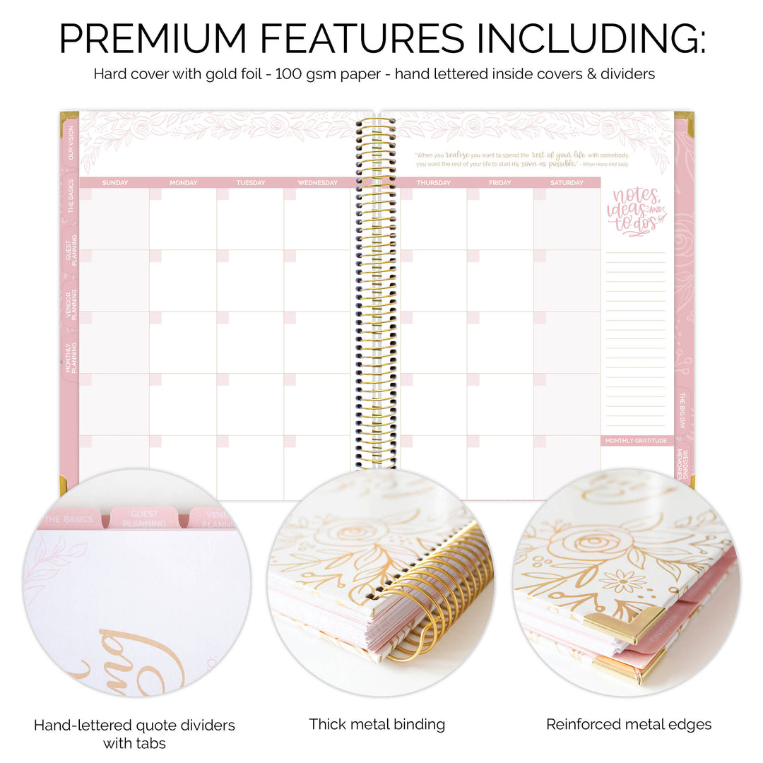 Wedding Planner & Calendar, Gold Floral