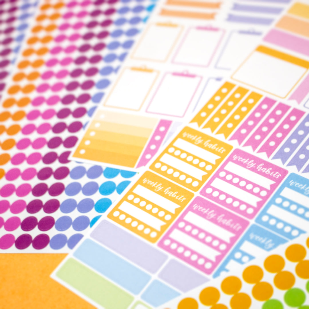 Planner Stickers, Color Coding Pack, Bright
