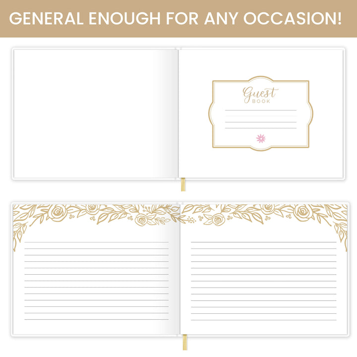 Guest Book, Gold Floral