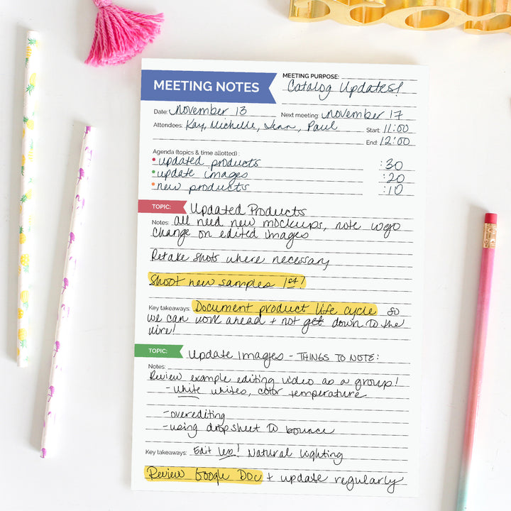 Planning Pad, 6" x 9", Double Sided Meeting Notes, Neutral