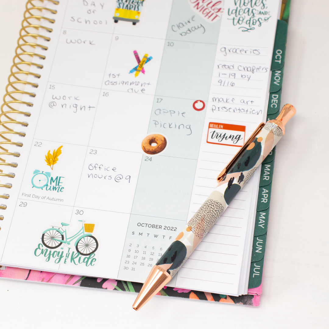 Planner Pen, Green Modern Abstract