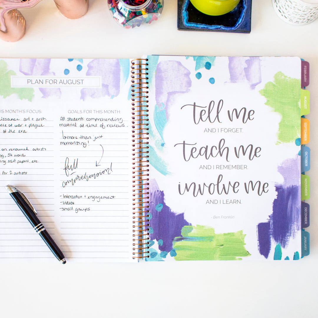 Undated Teacher Planner & Calendar, Learn with Joy