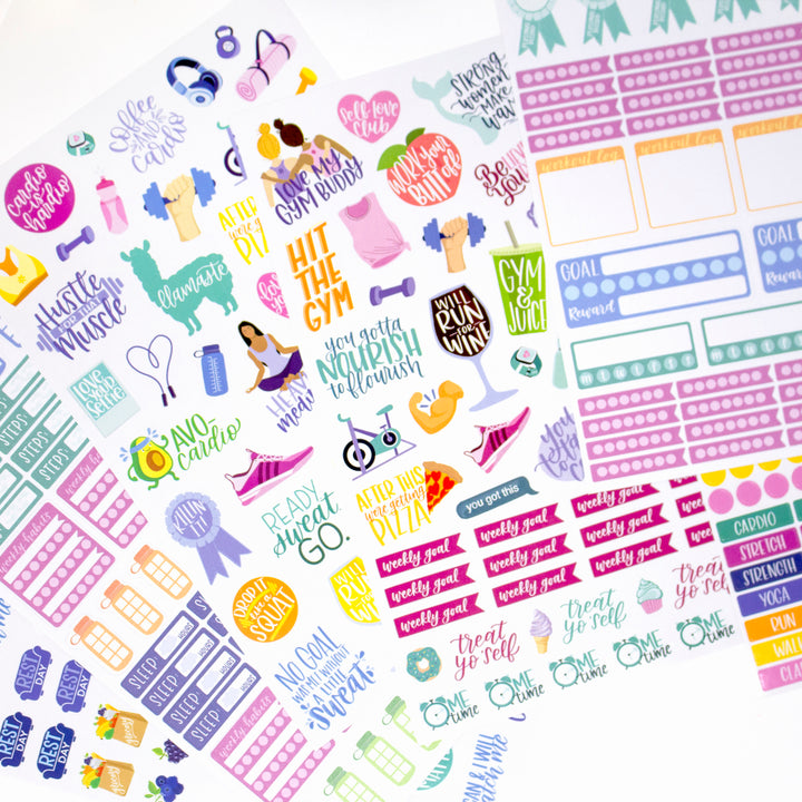 Planner Stickers, Fitness & Healthy Living Pack