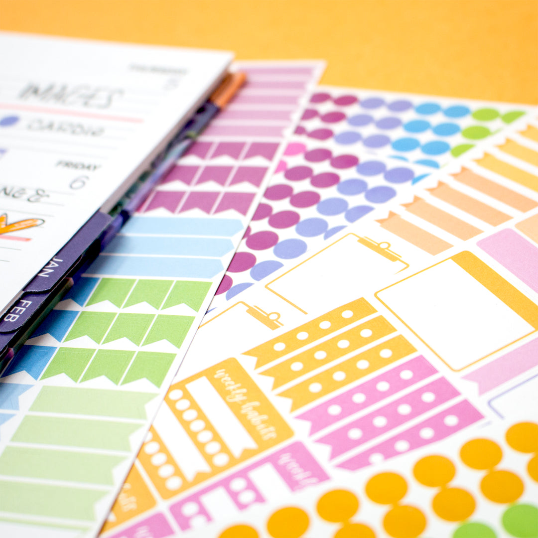Planner Stickers, Color Coding Pack, Bright