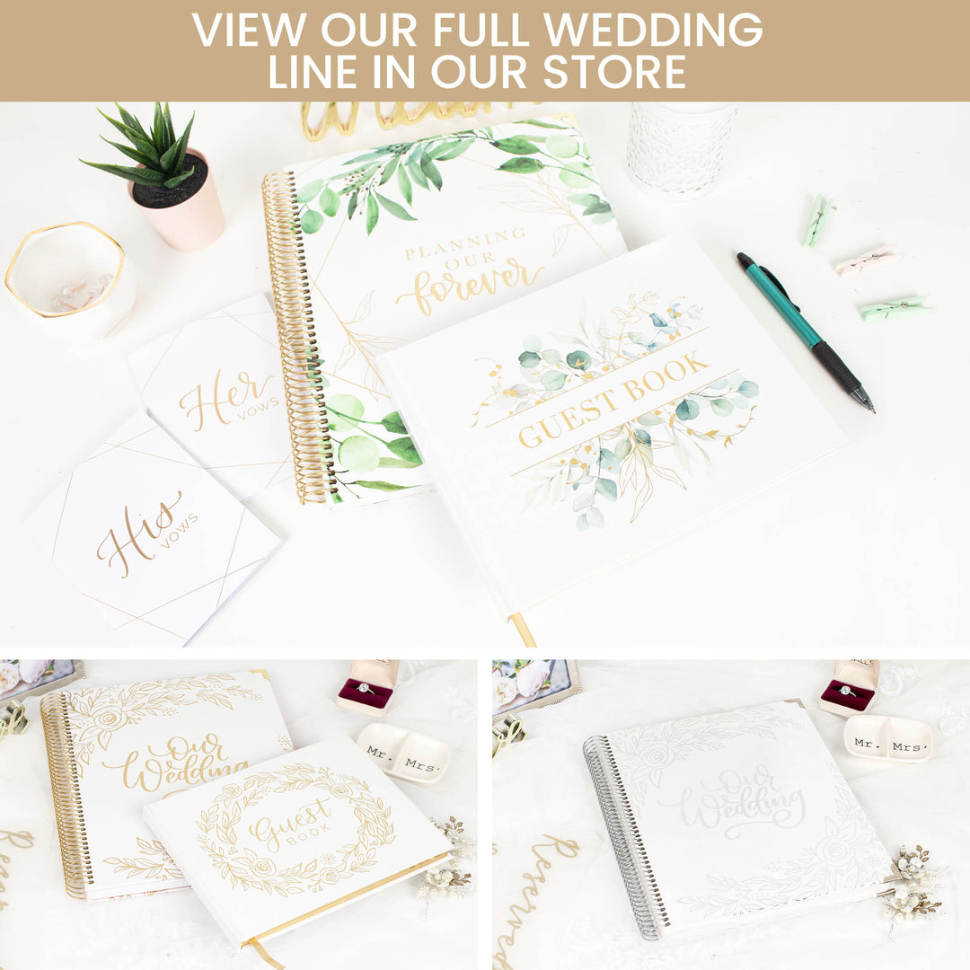 Guest Book, Gold Floral