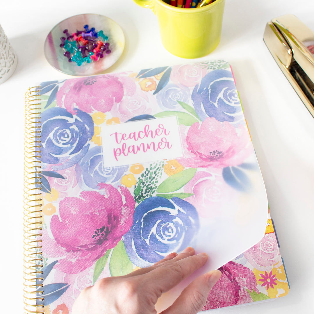 Undated Teacher Planner & Calendar, Watercolor Floral