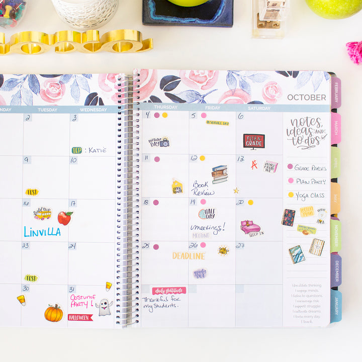 Undated Teacher Planner & Calendar, Chalkboard
