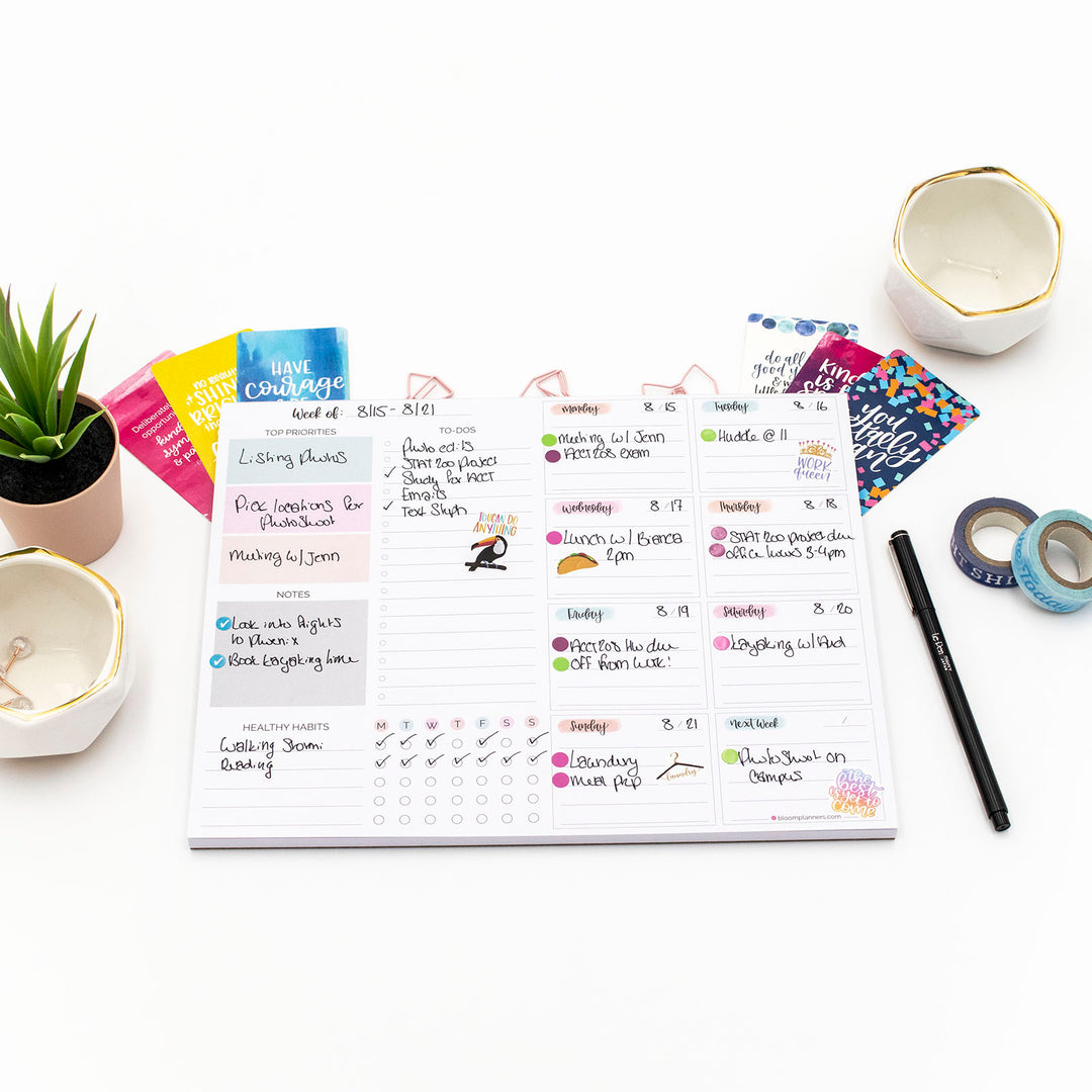 Planning Pad, 8.5" x 11", Weekly To-Do List & Planner, Pastel