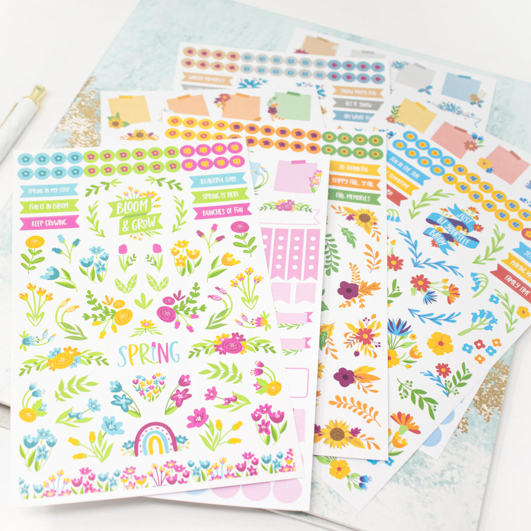 Planner Stickers, Decorative Floral Pack