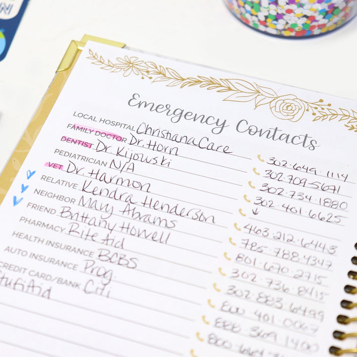 Contact Book, Marble Gold Stamp