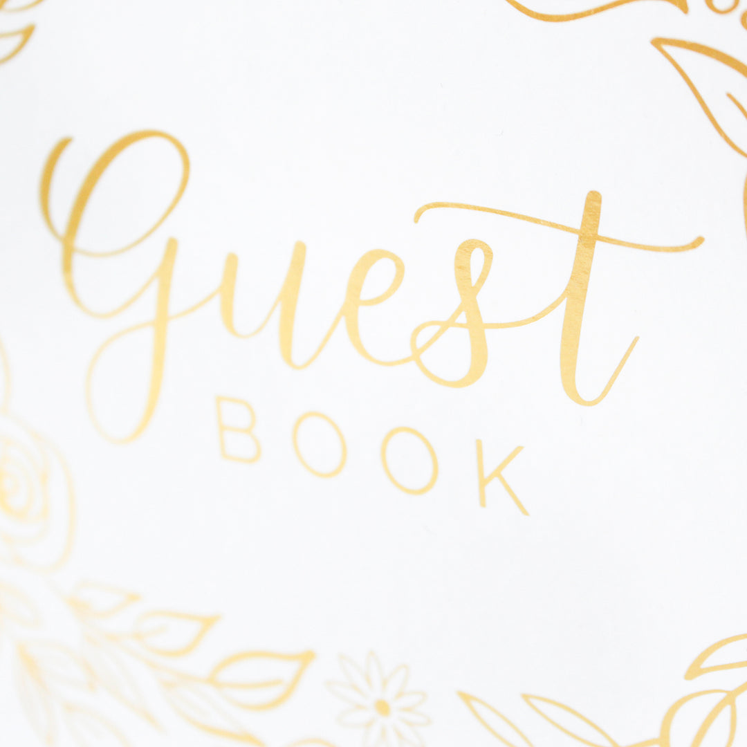 Guest Book, Gold Floral
