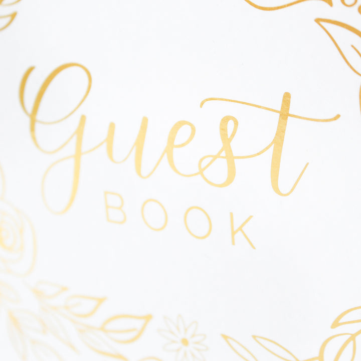 Guest Book, Gold Floral