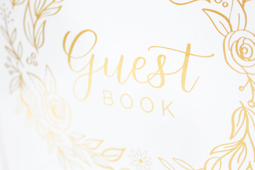 Guest Book, Gold Floral