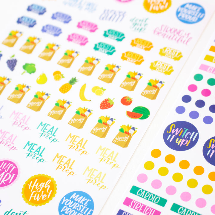 Planner Stickers, Fitness & Healthy Living Pack