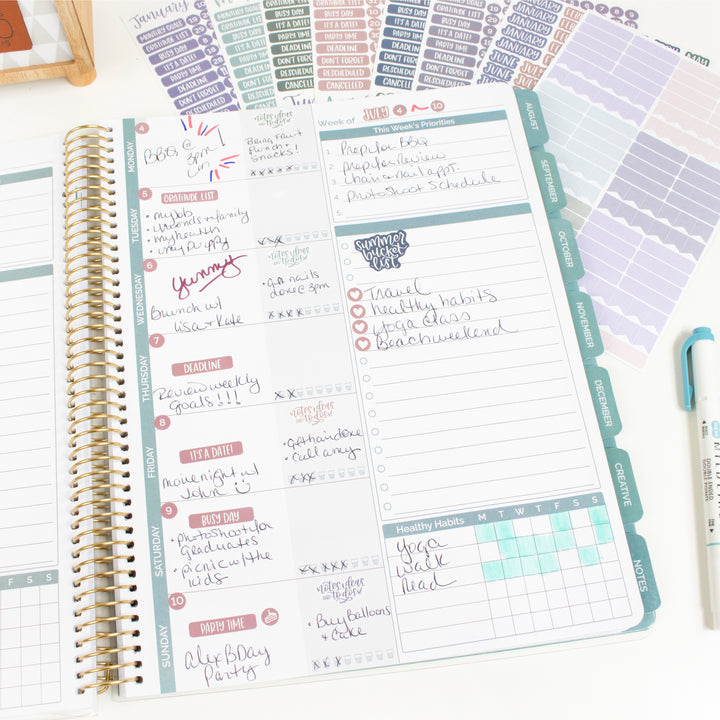 Planner Sticker Pack, Calendar Essentials, Jewel Tones