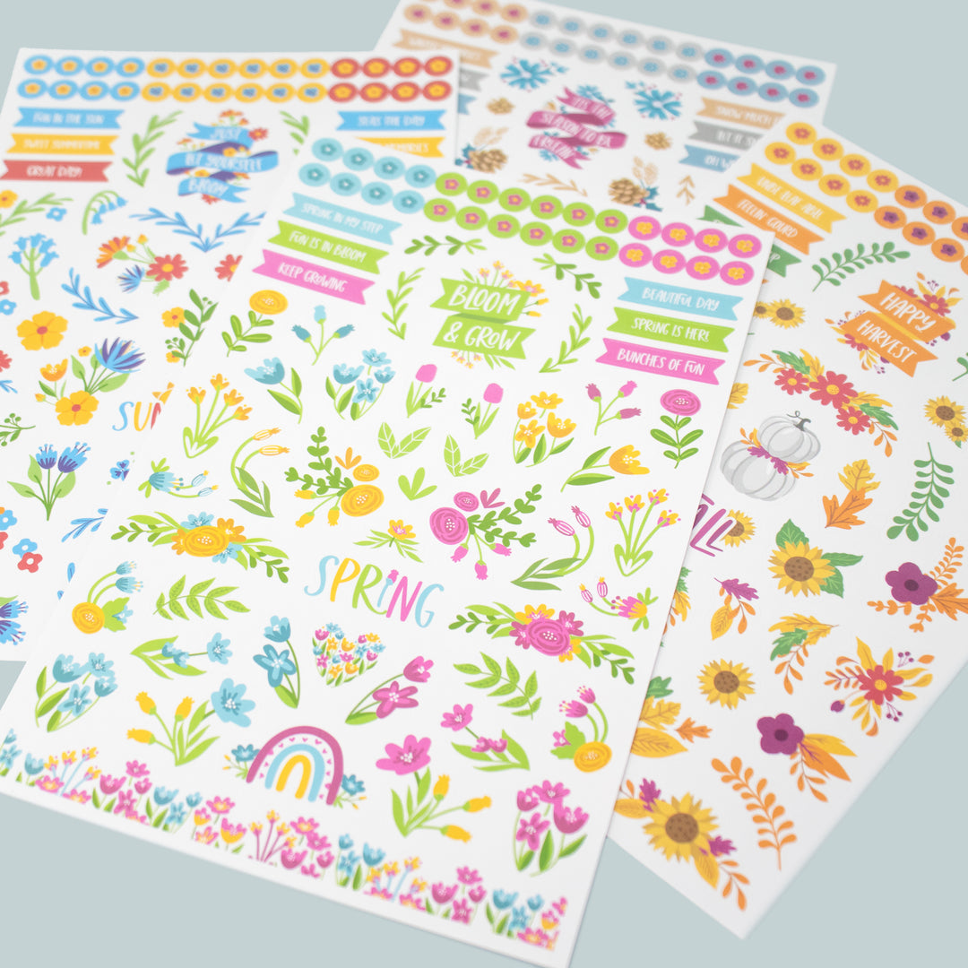 Planner Stickers, Decorative Floral Pack