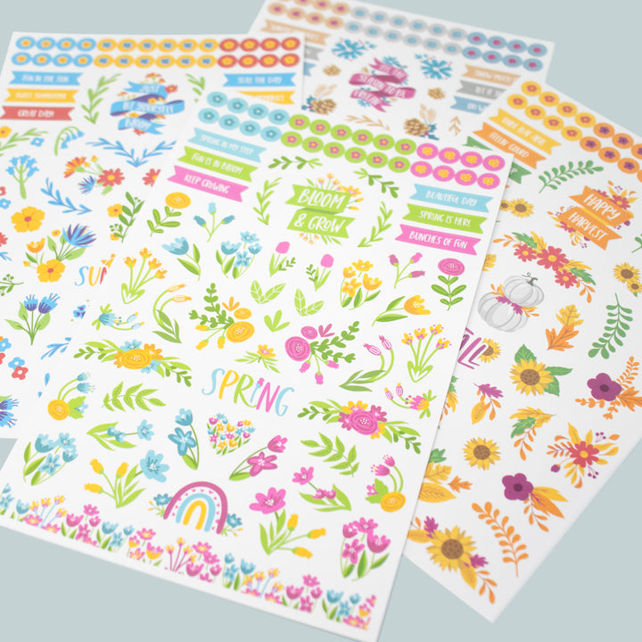 Planner Stickers, Decorative Floral Pack