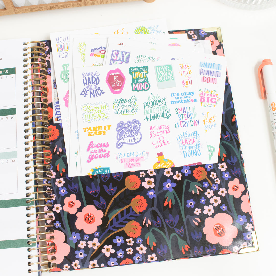 Planner Stickers, Inspirational Quote Pack