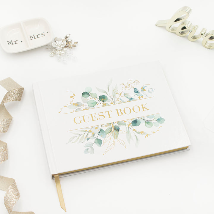 Guest Book, Boho Greenery