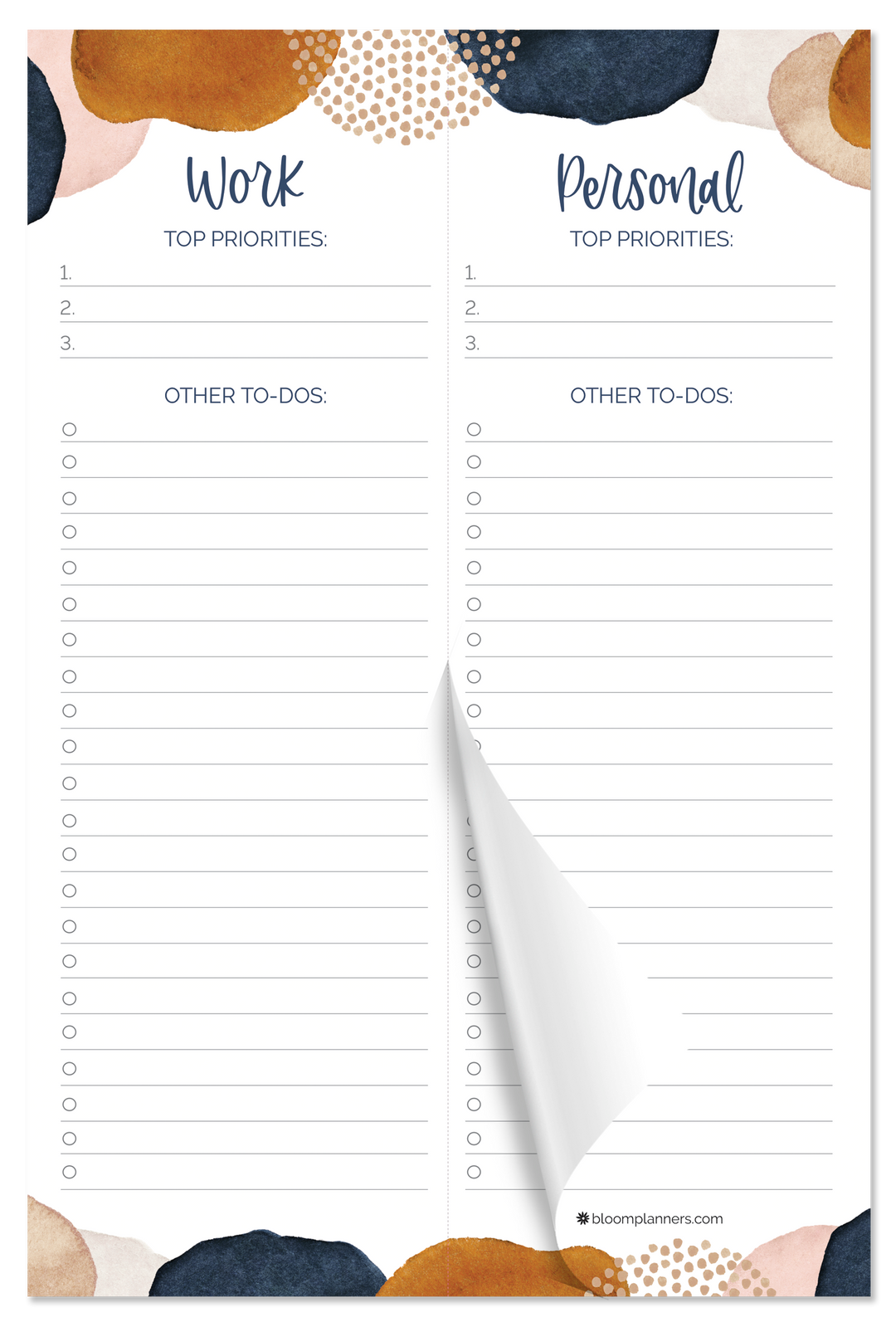 Planning Pad, 6" x 9", Work & Personal To-Do List, Earthy Abstract