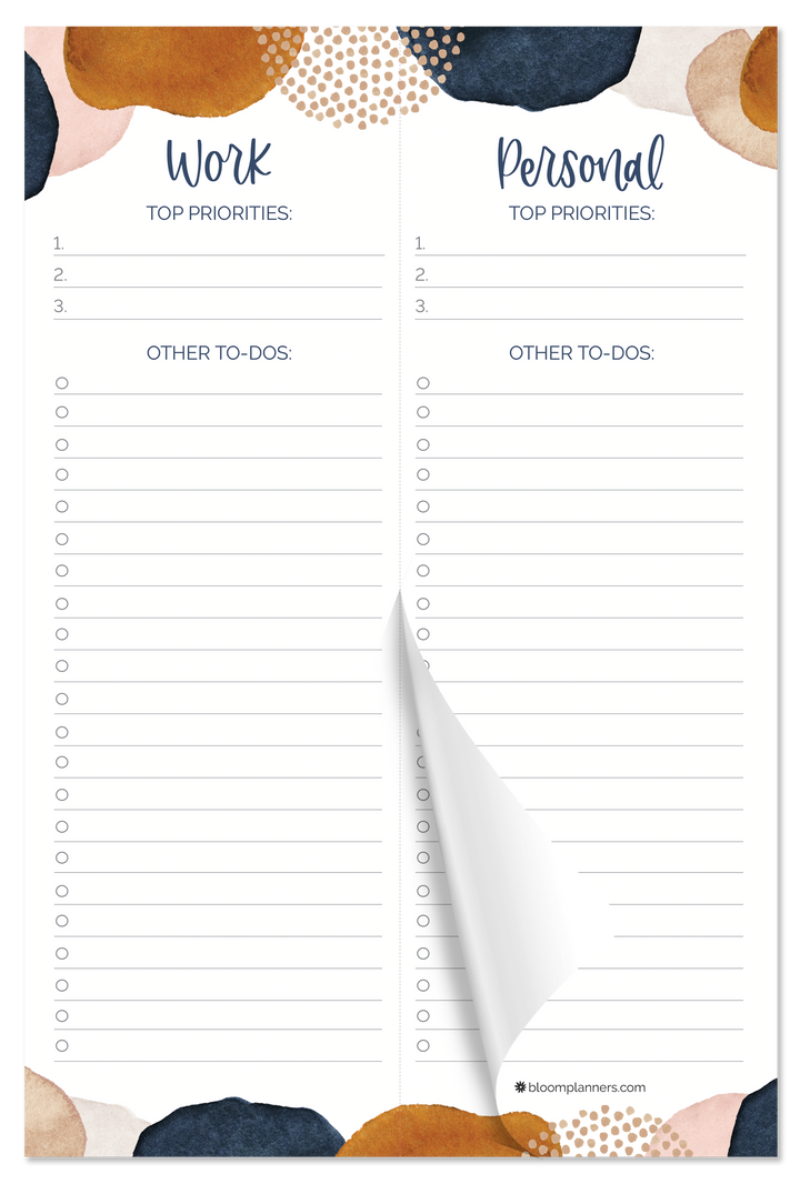 Planning Pad, 6" x 9", Work & Personal To-Do List, Earthy Abstract