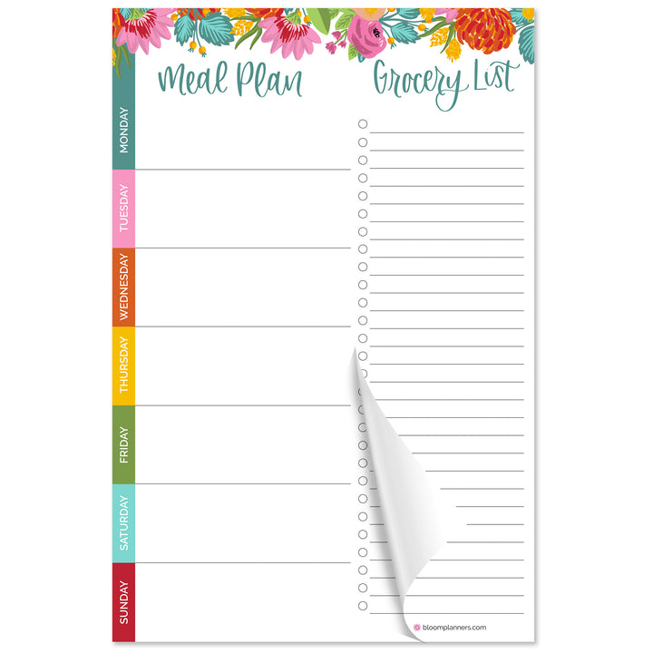 Planning Pad, 6" x 9", Meal Planning Pad with Magnets, Pink Floral