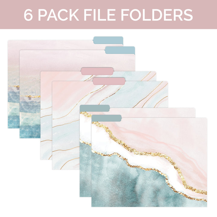 File Folder Set, 6 Pack, Ethereal Marble