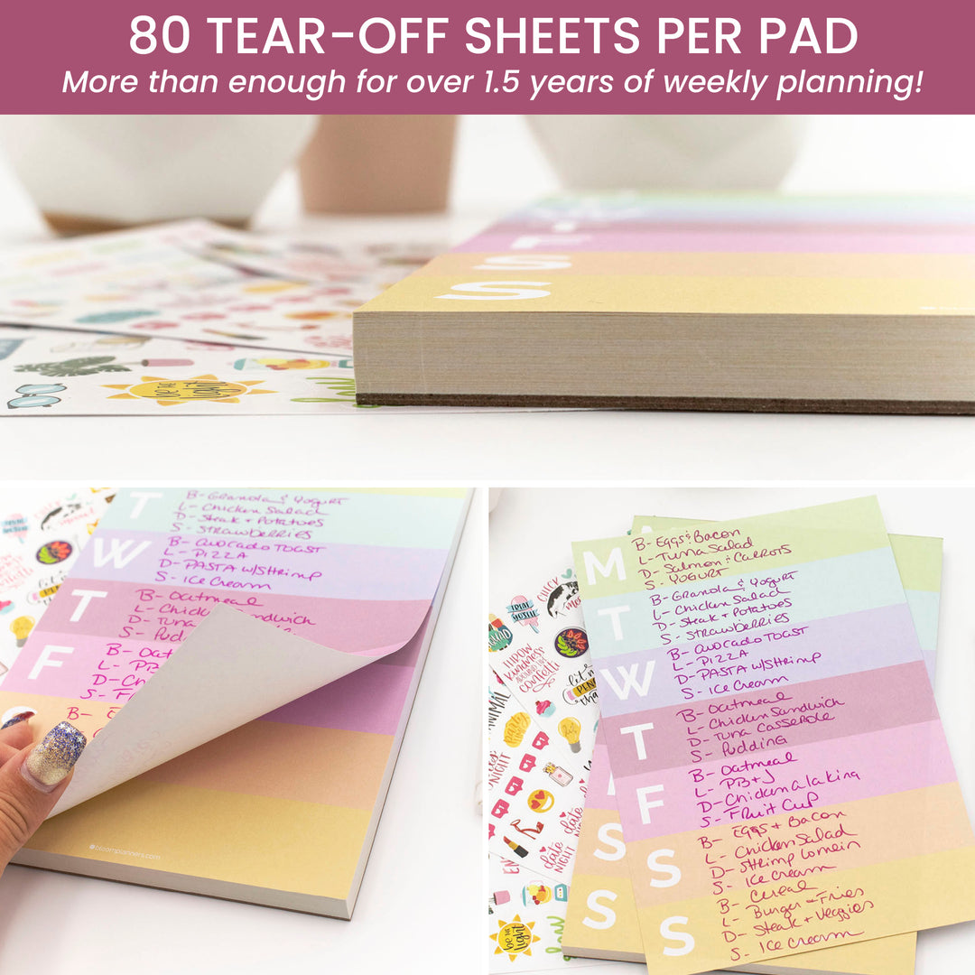Planning Pad, 6" x 9", Color Blocked Weekly Planner, Rainbow Sorbet