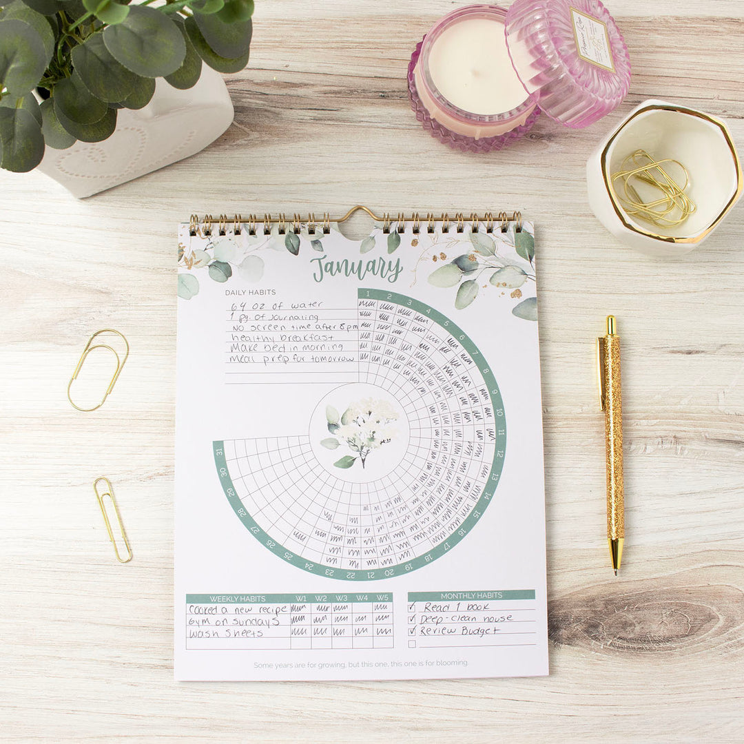 Habit Tracking Calendar, 8” x 10”, Greenery