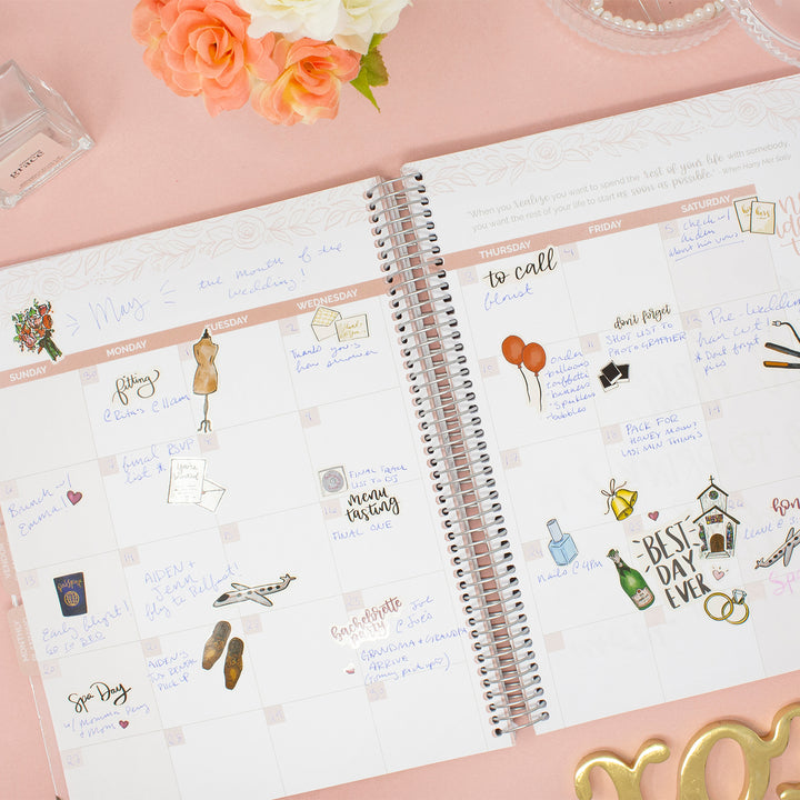 Wedding Planner & Calendar, Silver Floral