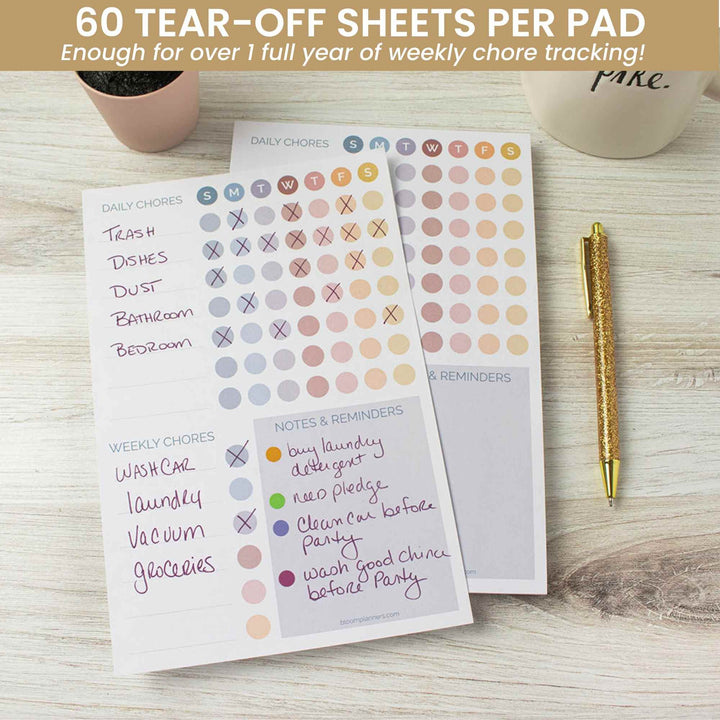 Planning Pad, 6" x 9", Chore Pad with Magnets, Pastel