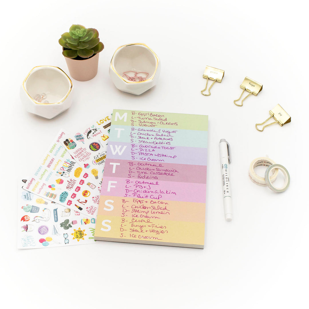 Planning Pad, 6" x 9", Color Blocked Weekly Planner, Rainbow Sorbet
