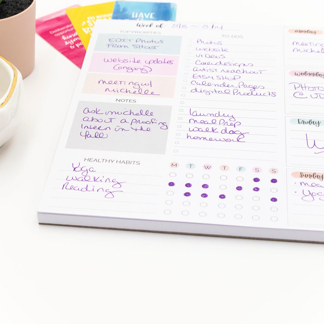 Planning Pad, 8.5" x 11", Weekly To-Do List & Planner, Pastel