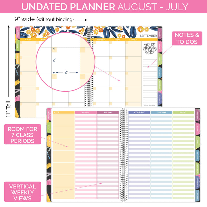 Undated Teacher Planner & Calendar, Chalkboard