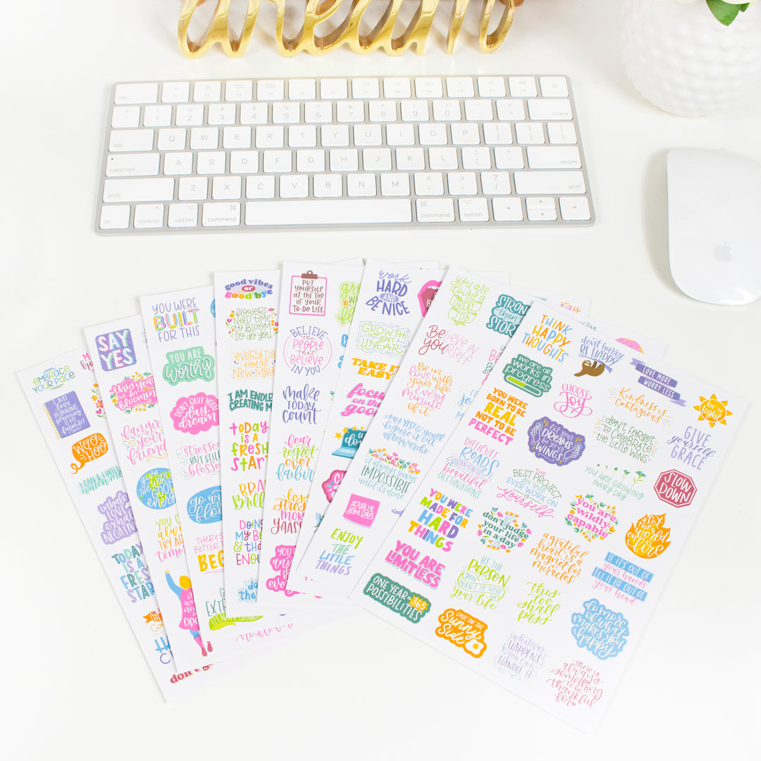Planner Stickers, Inspirational Quote Pack