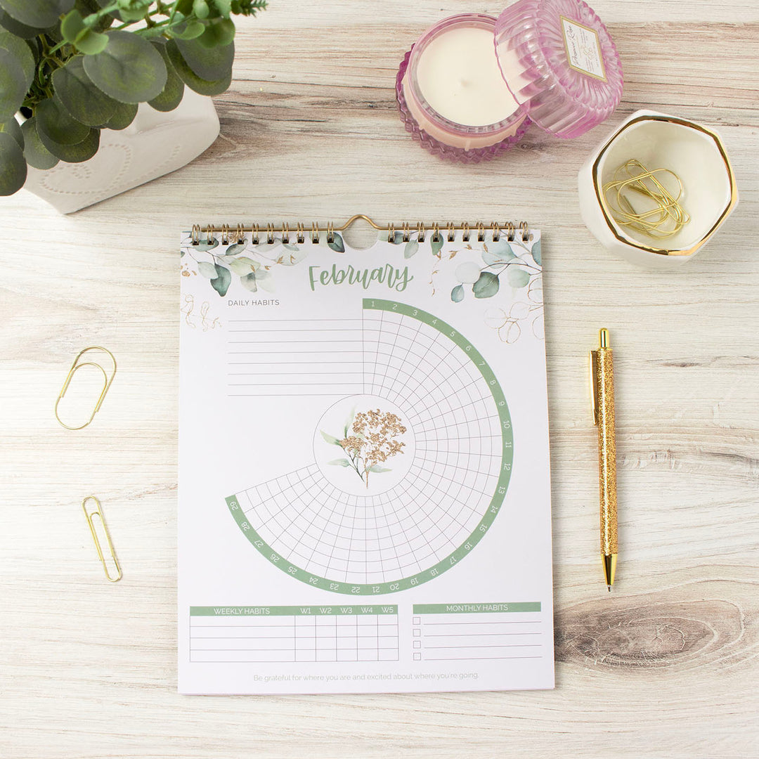 Habit Tracking Calendar, 8” x 10”, Greenery