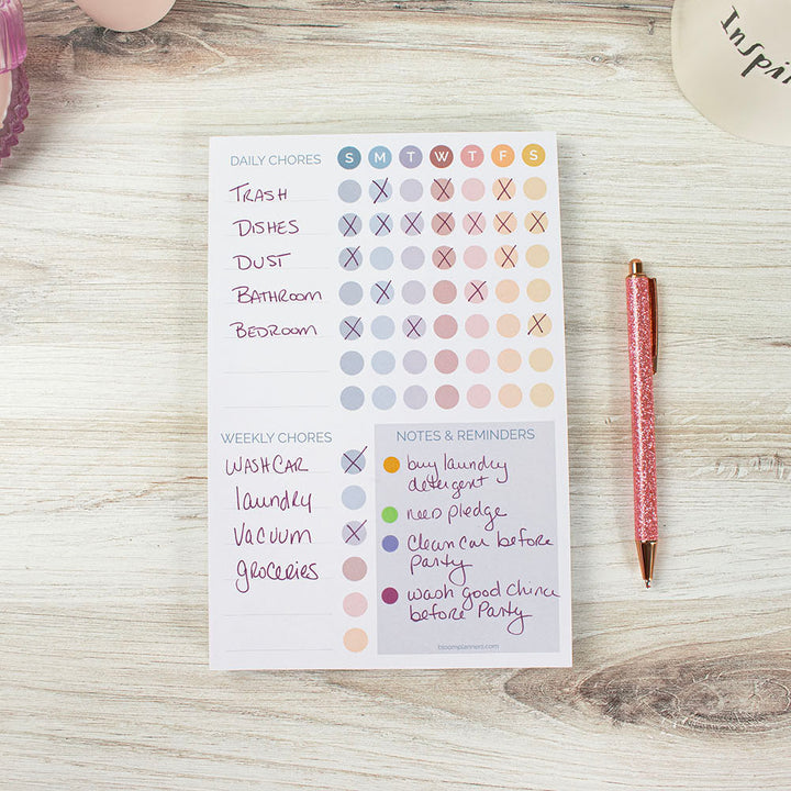 Planning Pad, 6" x 9", Chore Pad with Magnets, Pastel