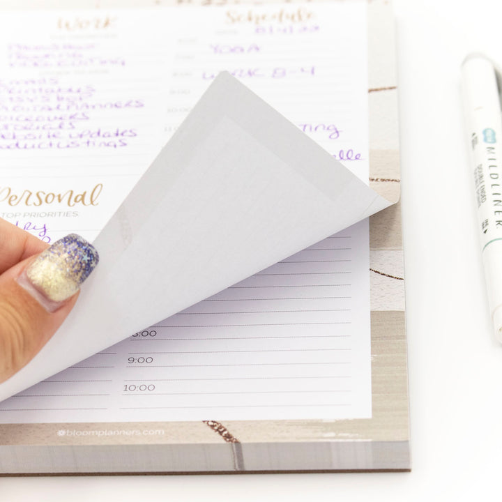 Planning Pad, 6" x 9", Timed Work & Personal To-Do List, Brushed Beige