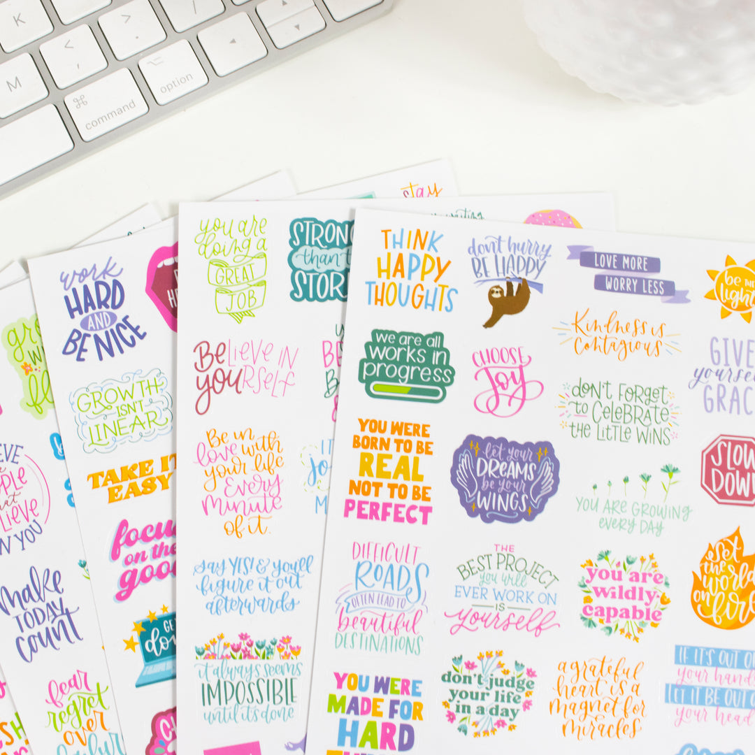 Planner Stickers, Inspirational Quote Pack