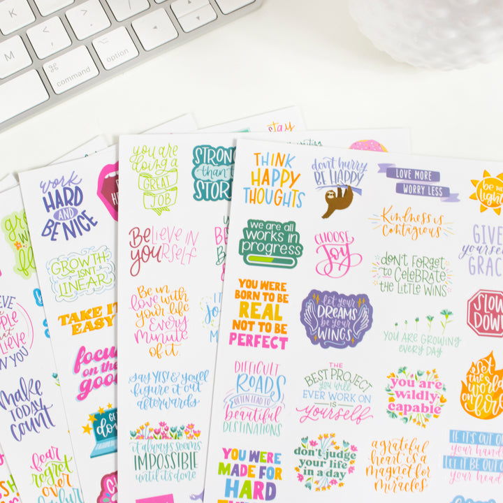 Planner Stickers, Inspirational Quote Pack