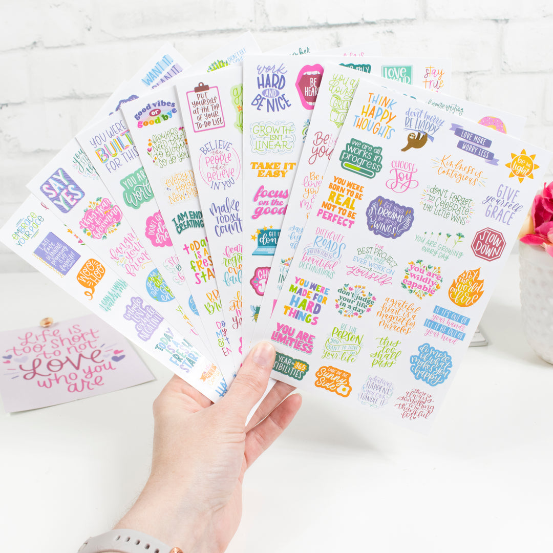 Planner Stickers, Inspirational Quote Pack