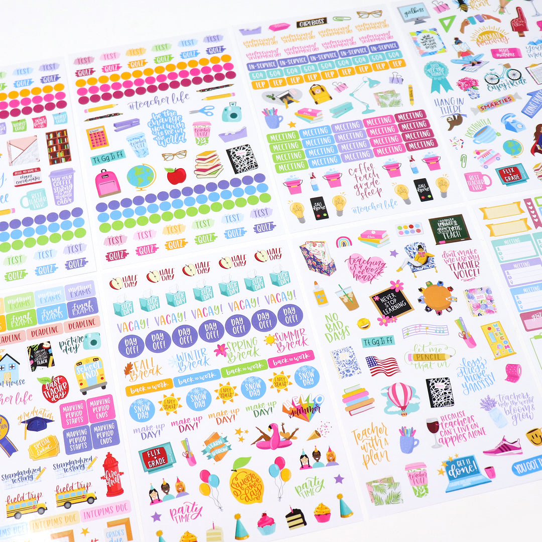 Planner Stickers, Teacher Pack, Bright