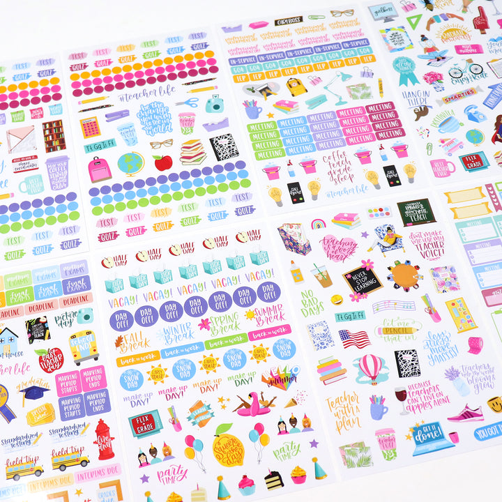 Planner Stickers, Teacher Pack, Bright