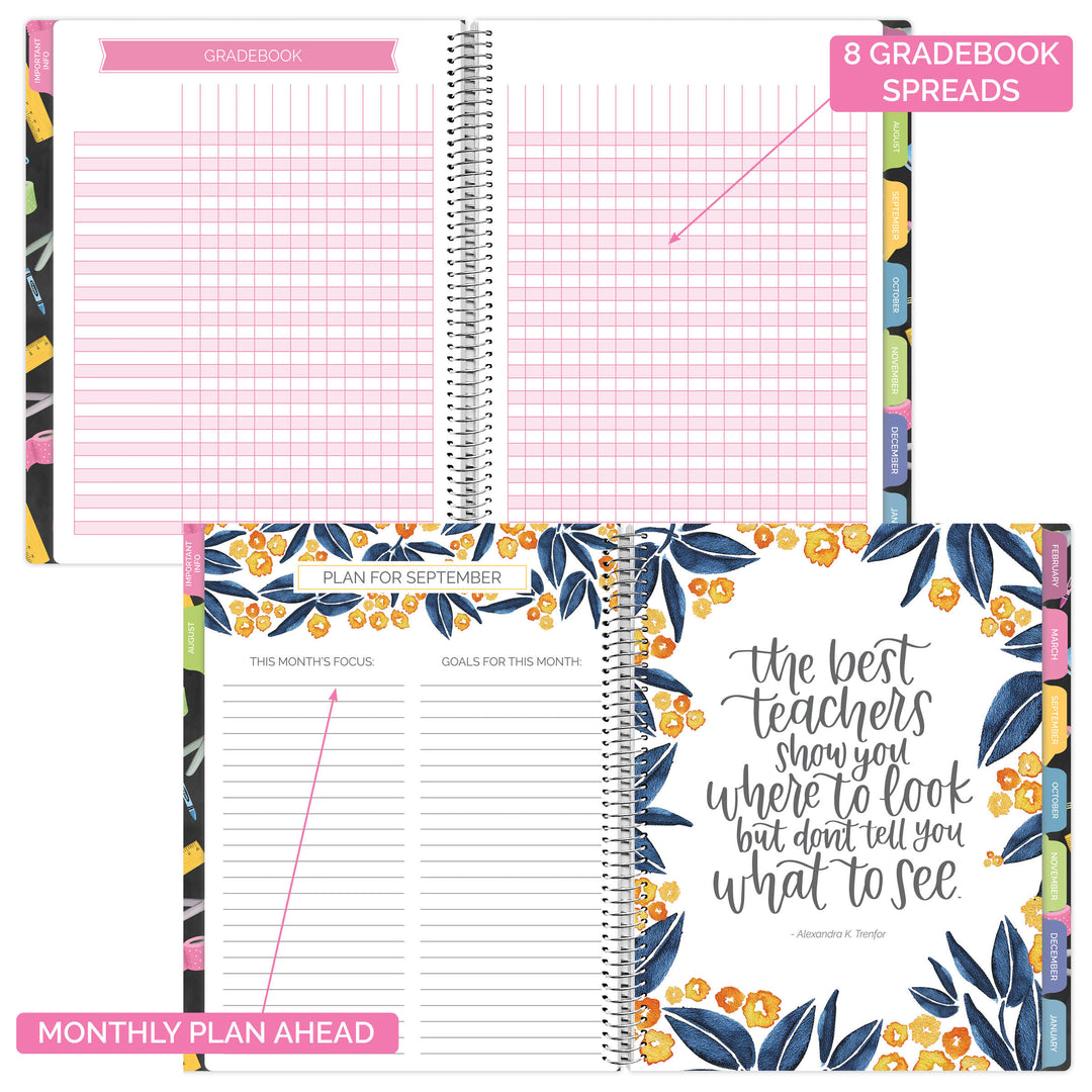 Undated Teacher Planner & Calendar, Chalkboard